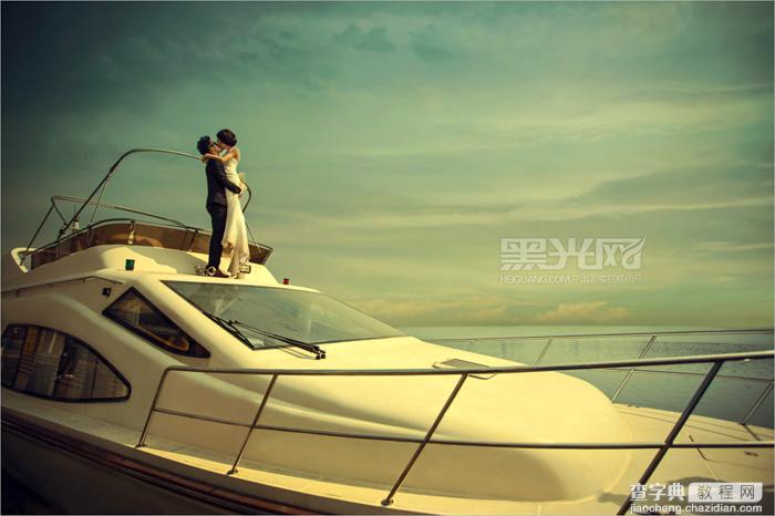 Photoshop为游艇海景婚片增加层次感及唯美度2