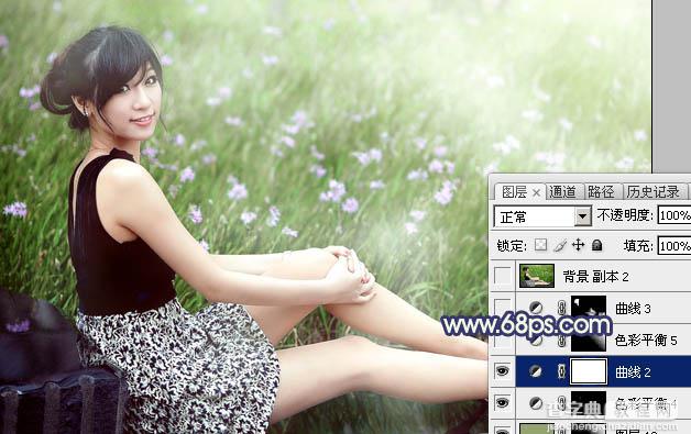 Photoshop为草地边的美女加上梦幻的淡绿色41
