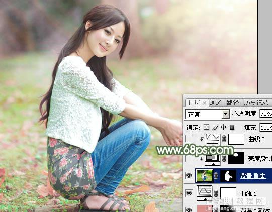 Photoshop将美女图片打造唯美的初夏粉调阳光色34