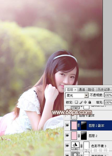 Photoshop为甜美的外景美女加上漂亮的粉褐色37