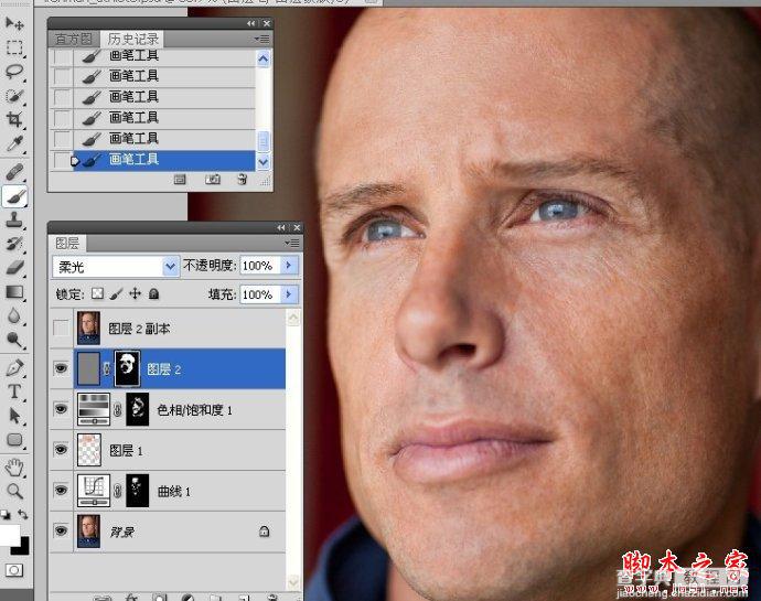 Photoshop将中年男子肤色增加质感效果33