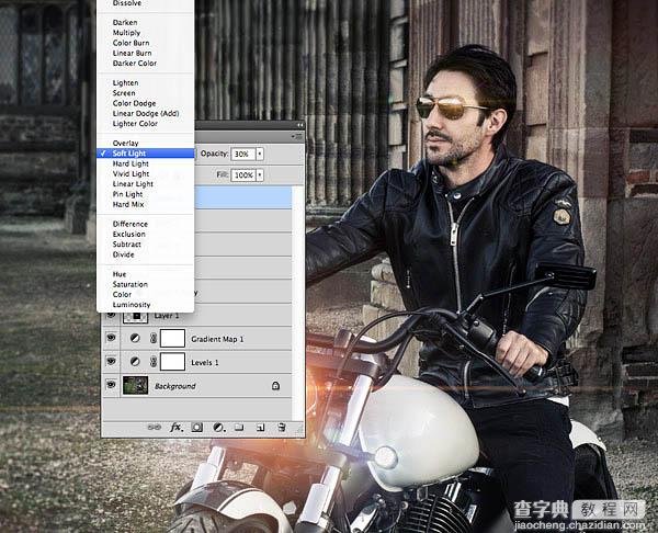 Photoshop为酷哥的摩托车加上闪亮的车灯14