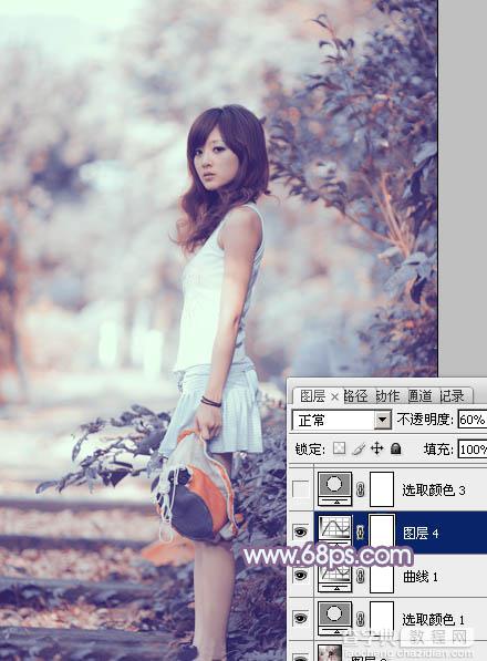 photoshop利用通道替换工具将外景人物图片制作出淡美的蓝紫色14