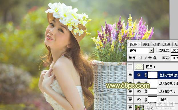 Photoshop将外景婚片调出甜美的淡调青黄色12