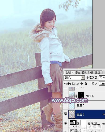 Photoshop为田园美女调制出淡雅的韩系淡蓝色31