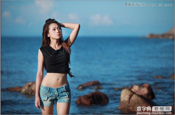 Photoshop将海边美女照片调出与大海一体的柔美通透肤色8