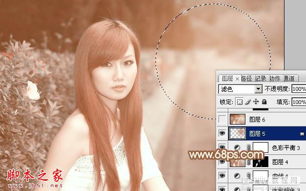 photoshop利用通道替换将外景美女图片调制出柔和的红灰色36