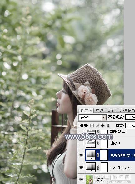 Photoshop将给外景美女图片调制出梦幻的中性淡冷色8