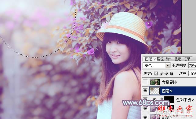 Photoshop将花边的美女调制出甜美的暖紫色37