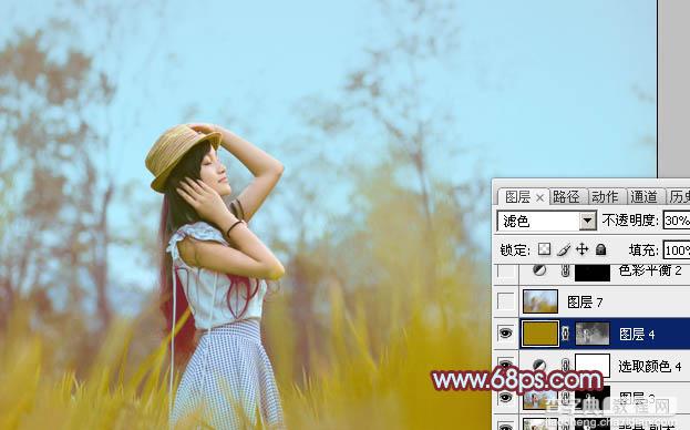 Photoshop为外景人物图片调制出韩系中性黄褐色28