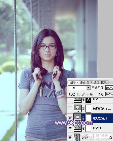 Photoshop为外景人物增加淡淡的韩系青蓝色特效10