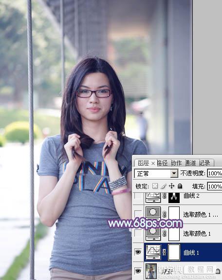 Photoshop为外景人物增加淡淡的韩系青蓝色特效4
