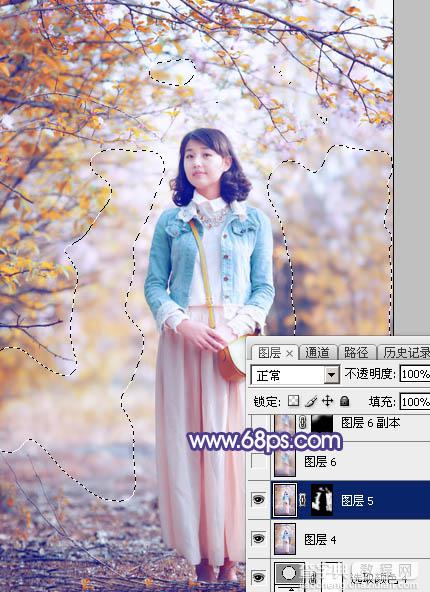 Photoshop将春季花木边的人物调制出清爽鲜艳的秋季色33