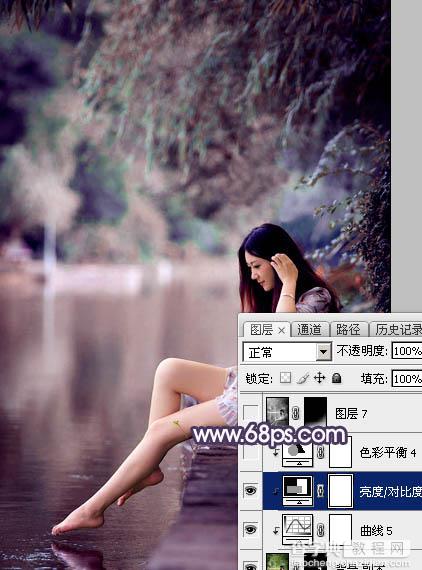 Photoshop为美女加上唯美的暗调蓝紫色38