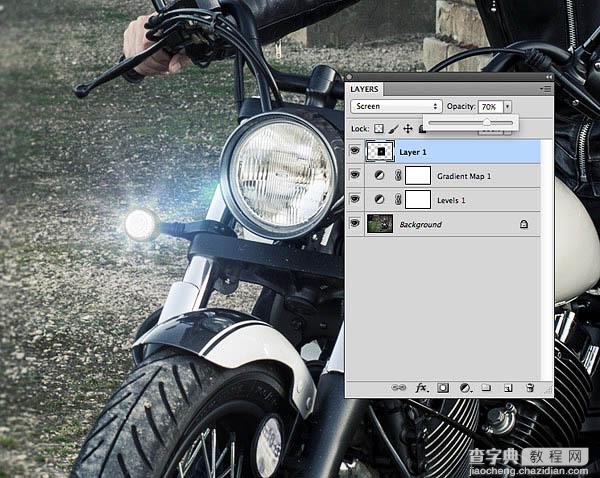 Photoshop为酷哥的摩托车加上闪亮的车灯8