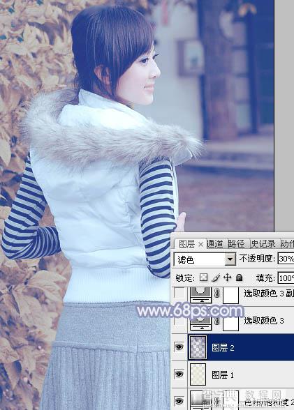 Photoshop为美女图片加上淡雅的韩系冬季冷色32