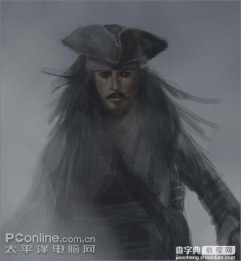 Photoshop手绘《加勒比海盗3》杰克船长9