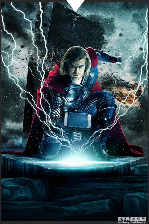 Photoshop设计制作超酷的复仇者联盟电影海报雷神篇16