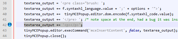 TinyMCE syntaxhl插入代码后换行的修改方法1