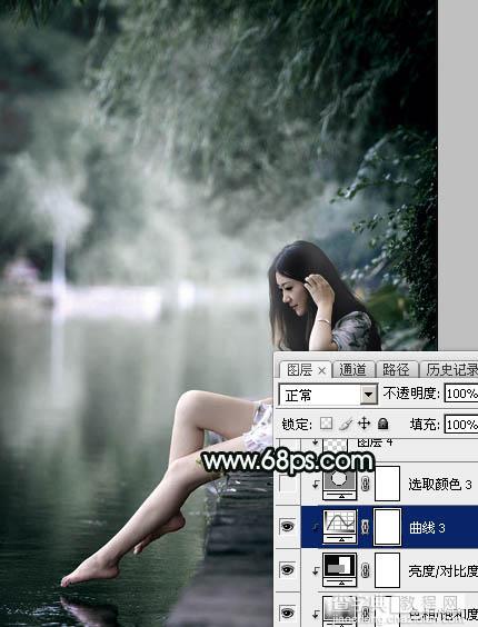 Photoshop调制出柔美的古典暗绿色水景人物图片28