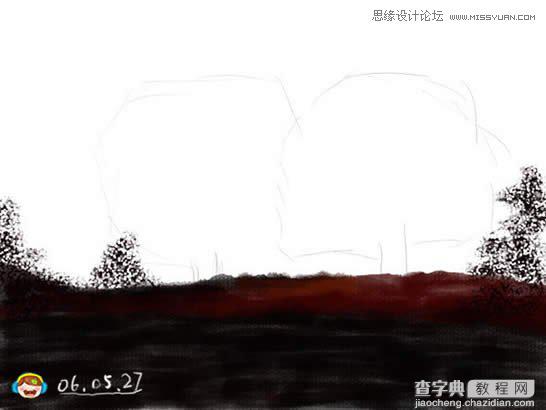 photoshop鼠绘出晨曦中的树林插画4
