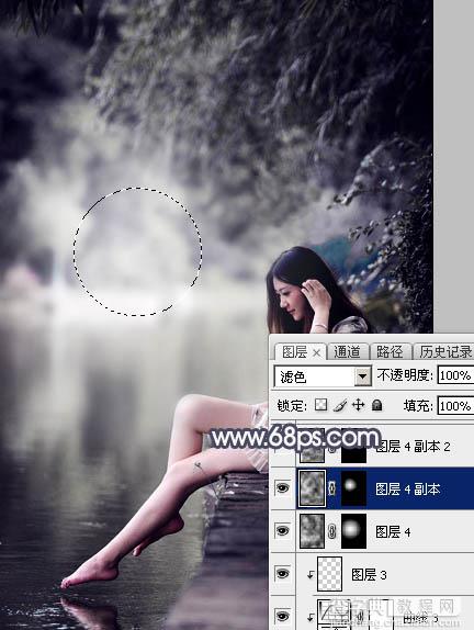 Photoshop为湖边人物图片加上唯美的中性暗蓝色效果教程17