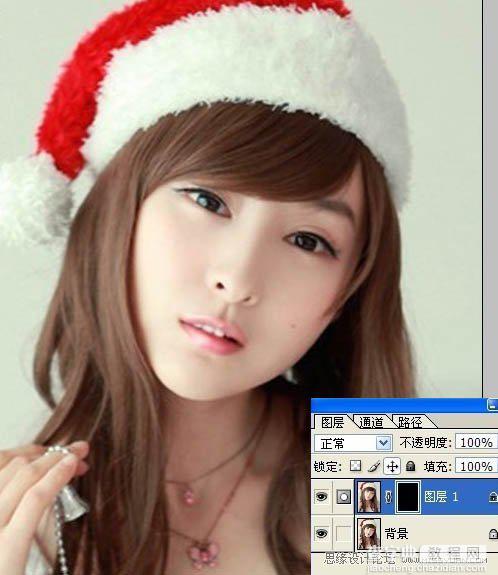Photoshop将圣诞美女图片制作出转手绘效果5