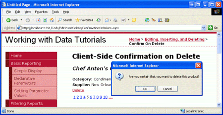 在ASP.NET 2.0中操作数据之二十二：为删除数据添加客户端确认3