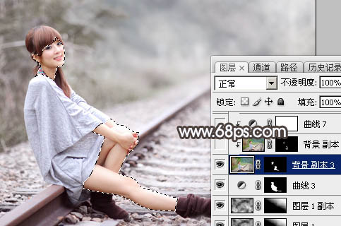 用Photoshop制作淡美的蓝褐色外景人物图片27