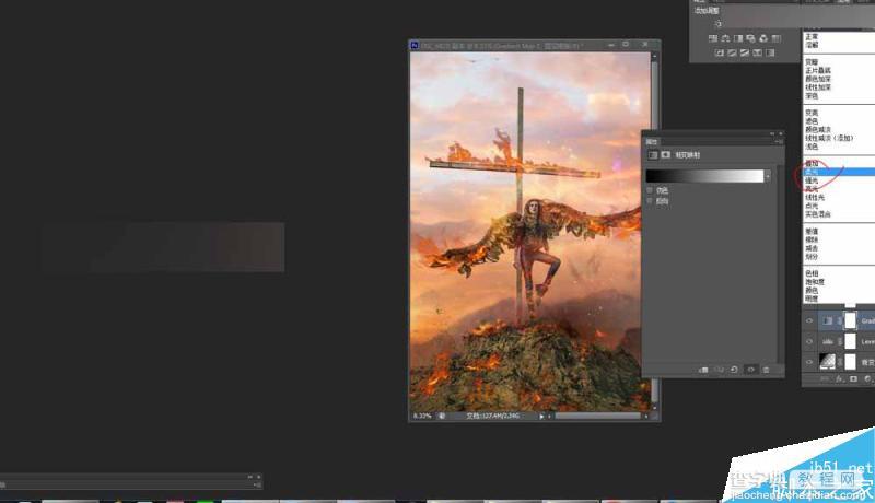 Photoshop给十字架上天使照片添加火焰燃烧的特效24