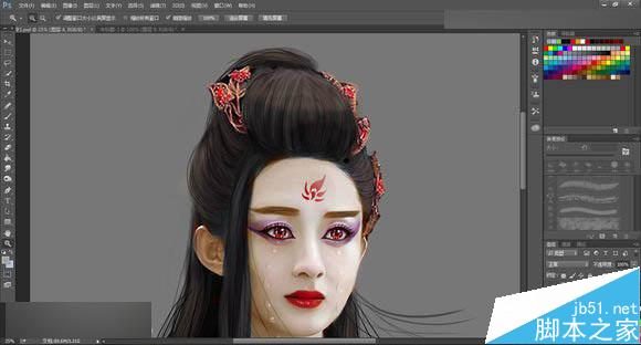 Photoshop把花千骨照片转唯美的流泪手绘效果28