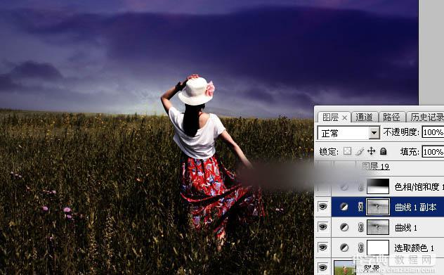 Photoshop为草原上的人物加上昏暗的暖色逆光效果教程12