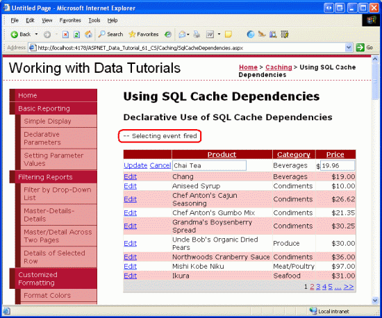 在ASP.NET 2.0中操作数据之五十九：使用SQL缓存依赖项SqlCacheDependency8