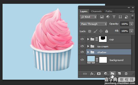 Photoshop制作一个美味的粉色冰淇淋图标教程51