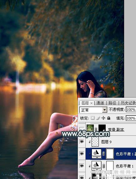 Photoshop将水景人物图片打造高对比的暗调黄褐色效果26