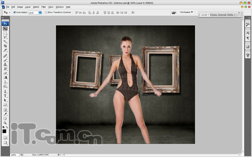 Photoshop 制作有趣的美女透明衣服效果7