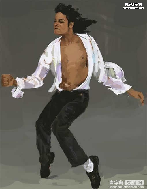 photoshop 鼠绘一张MJ的经典舞步油画6