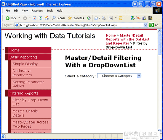 在ASP.NET 2.0中操作数据之三十三：基于DataList和Repeater使用DropDownList过滤的主/从报表13