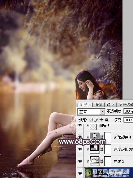 Photoshop为水景美女图片打造出高对比的暖色特效39