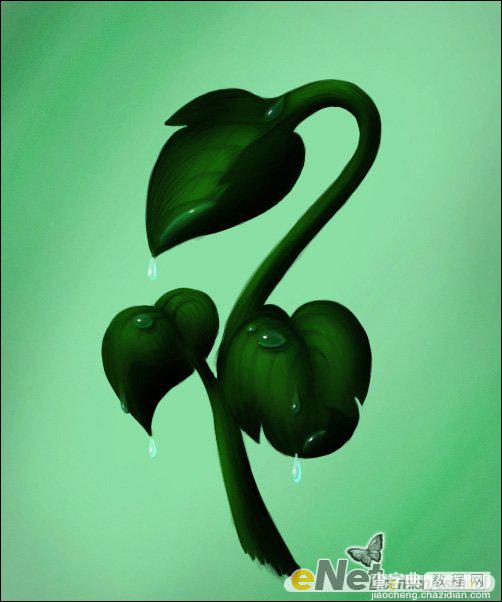 Photoshop手绘制青翠欲滴的绿色植物21