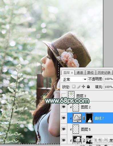 Photoshop将夏季美女图片打造除梦幻的古典中性绿色29