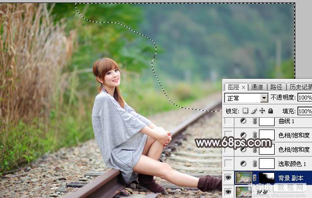 用Photoshop制作淡美的蓝褐色外景人物图片3