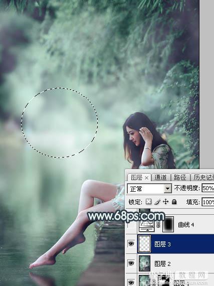 Photoshop将夏季美女图片打造唯美的古典青绿色34