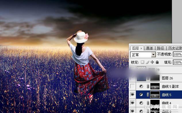 Photoshop调出偏暖的蓝褐色草原人物图片教程57