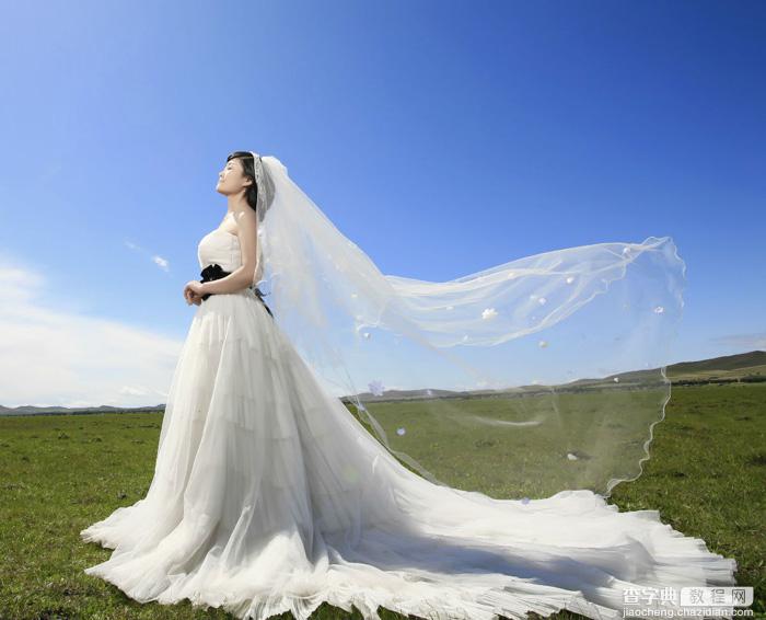 Photoshop保细节抠出杂乱的婚纱换背景1
