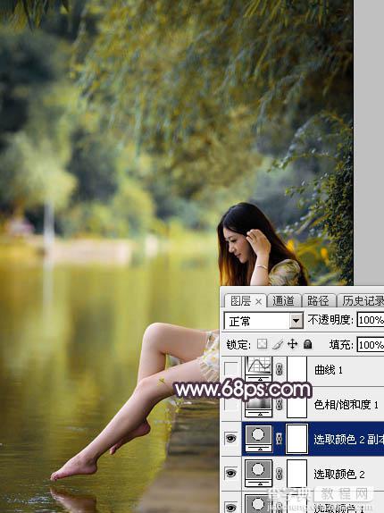 Photoshop为水景美女图片打造出高对比的暖色特效10