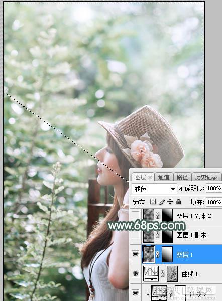 Photoshop将夏季美女图片打造除梦幻的古典中性绿色13