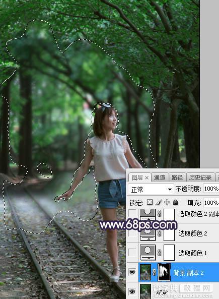Photoshop将树林人物图片打造出唯美的秋季金色透光效果3