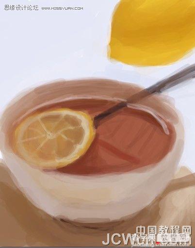 Photoshop鼠绘水彩效果的柠檬茶4