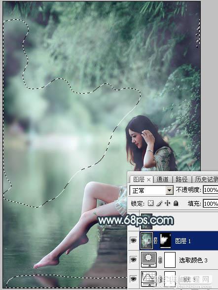 Photoshop将夏季美女图片打造唯美的古典青绿色33